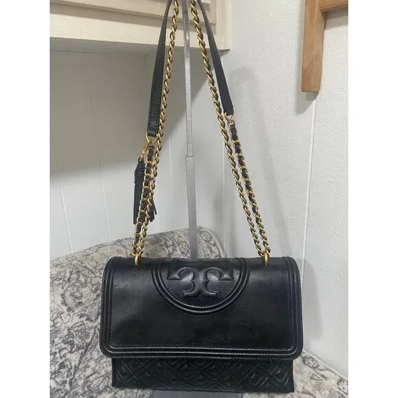 Tory Burch Fleming Convertible Shoulder Bag in Black Leather - Picture 3 of 8